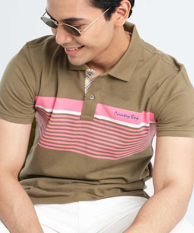 Pink Stripe Half Sleeve PK Polo Shirt 3
