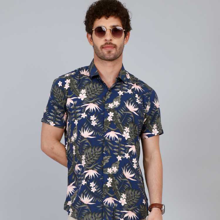 Blue Print Short Half Shirt 2