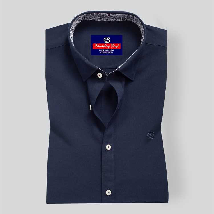 Navy Blue Casual Fit Full Shirt 1